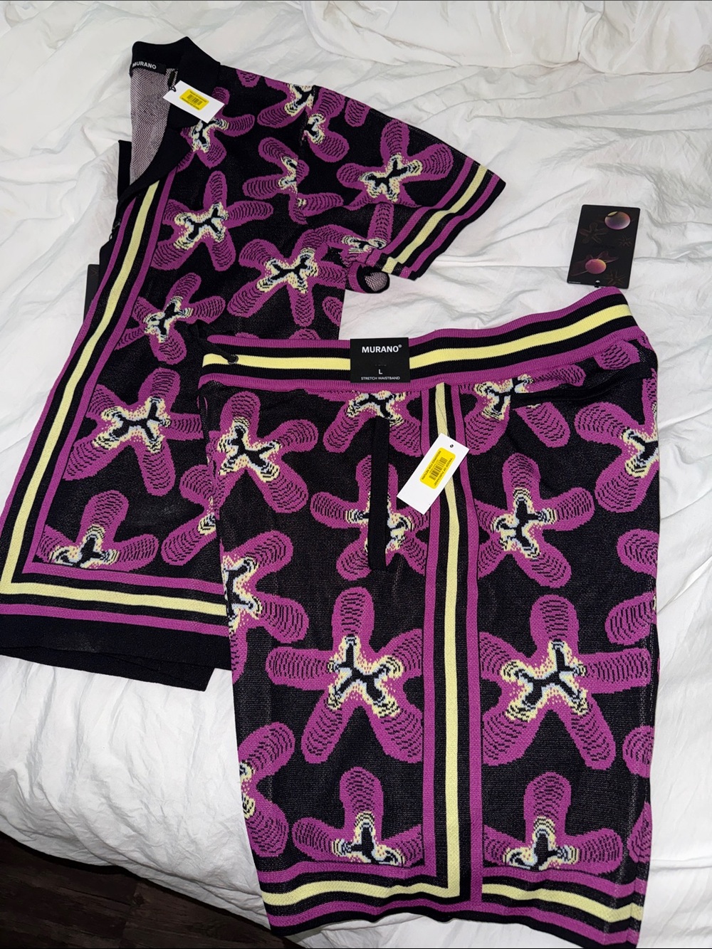 Men’s 2 piece  designer SHORT SET, New! Tags attached. Vacation Travel Luxury